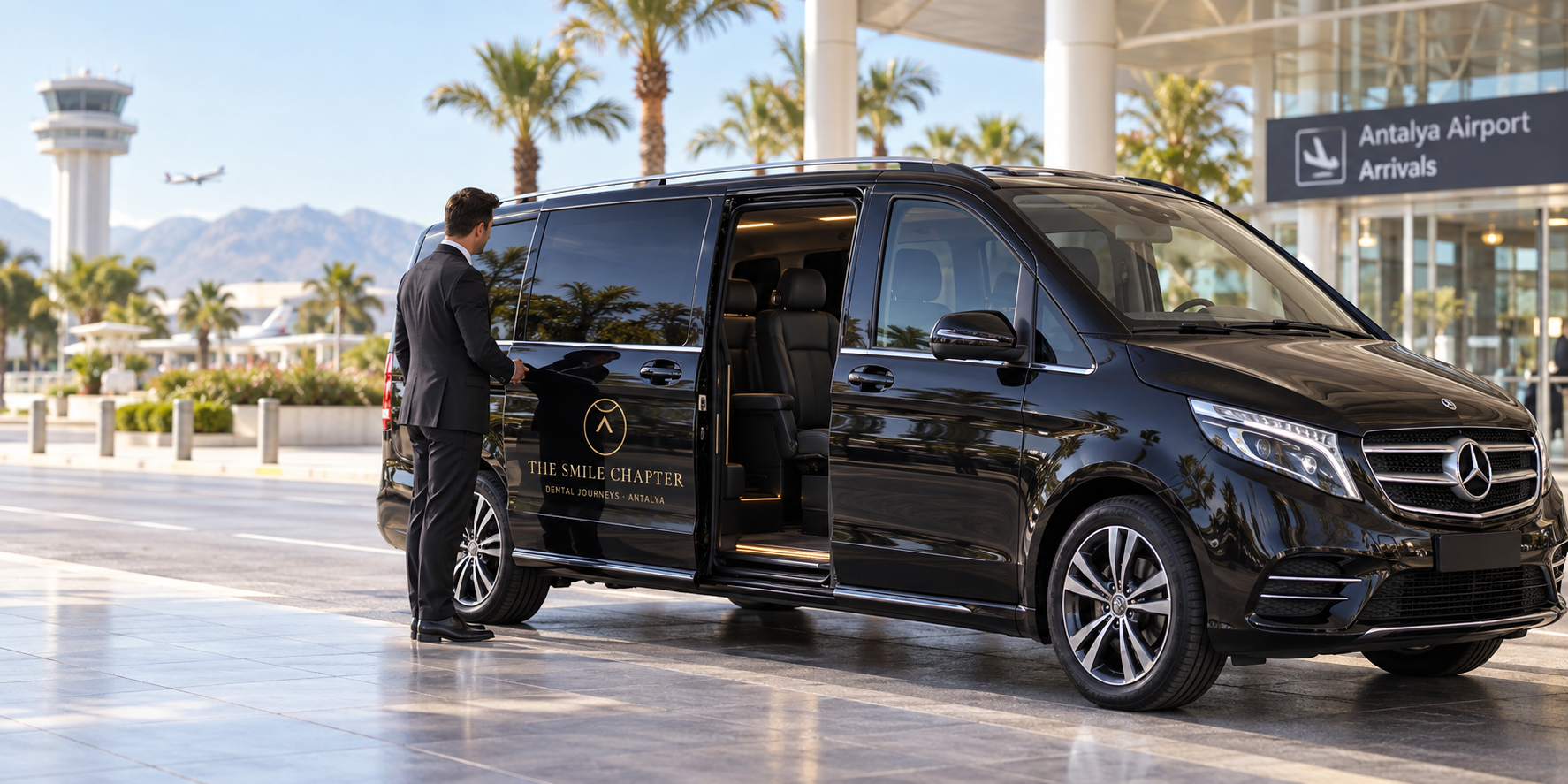 Private Vito transfers between Antalya Airport, your hotel and partner clinic.